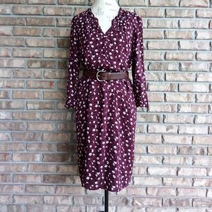 Caslon Long Sleeve Floral Print Midi Length Dress.
